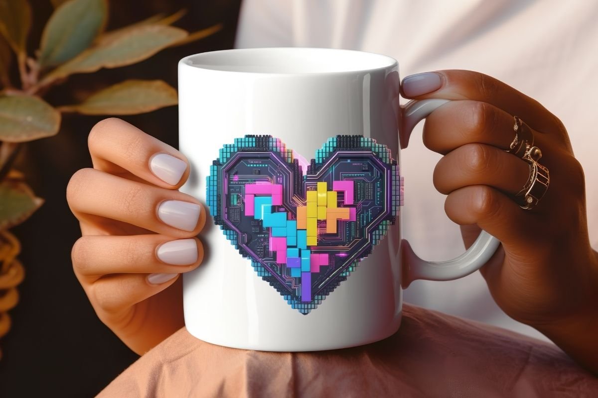 Neon Tech Heart Quotes Design