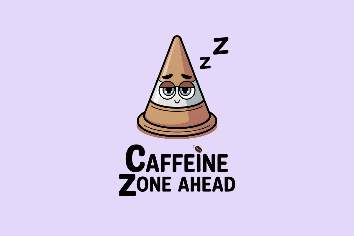 Caffeine Zone Ahead Cartoon Cone Coffee