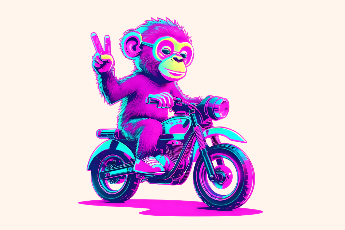 Neon Monkey Peace Biker Design