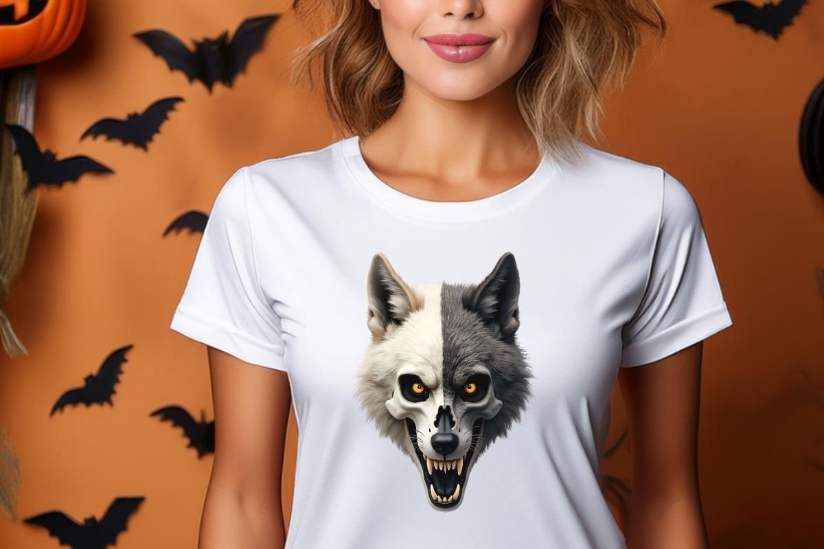 No Fear Skull Wolf Head Design
