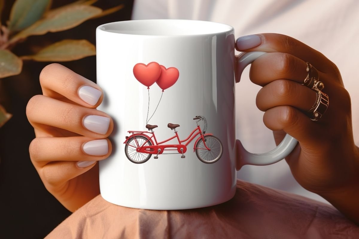 Red Tandem Bicycle with Heart