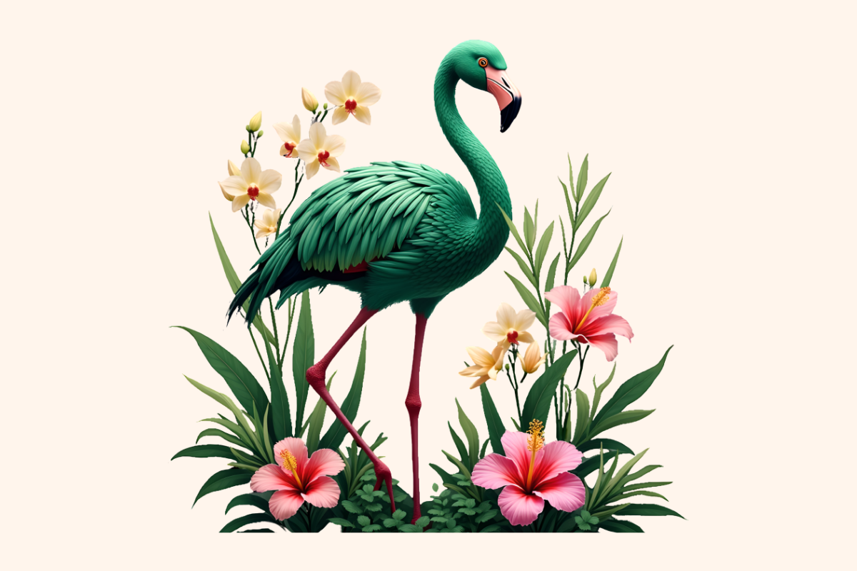 Pink Flamingo Floral Sweet Clipart