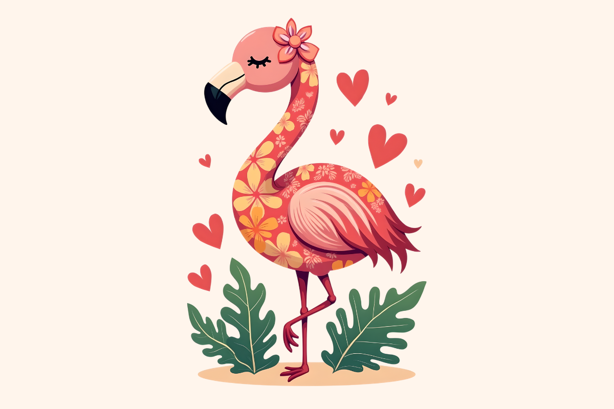 Floral Flamingo Sweet Clipart