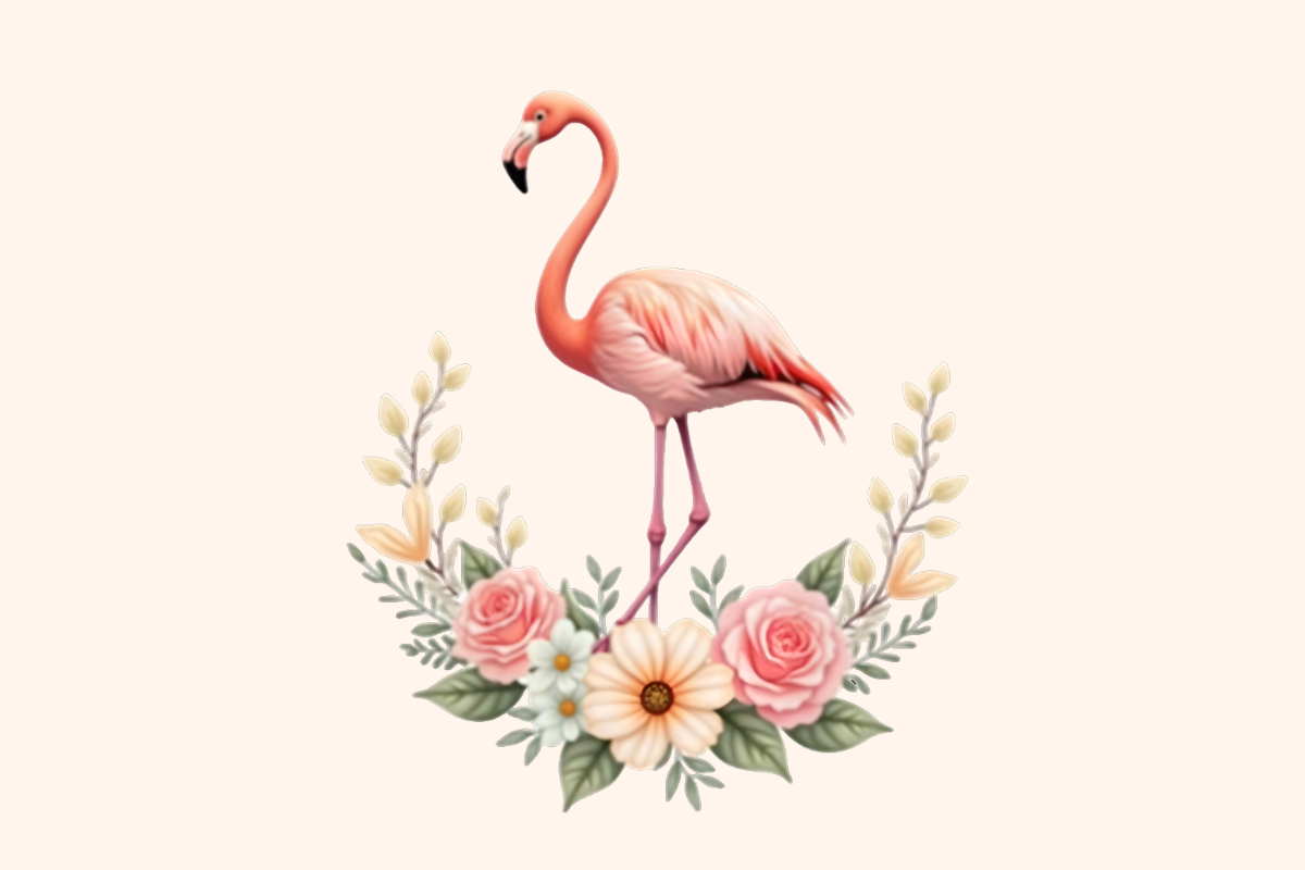 Flamingo Floral Wreath Clipar
