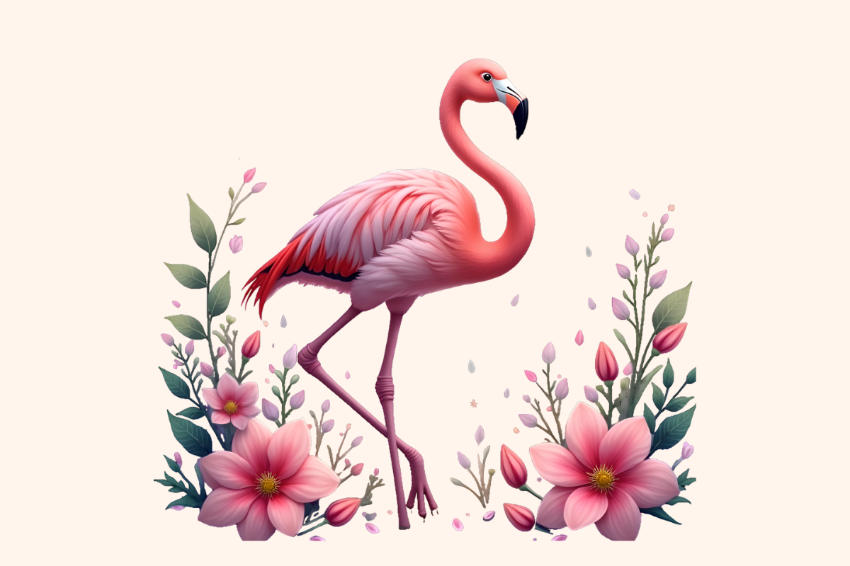 Tropical Flamingo Floral Clipart