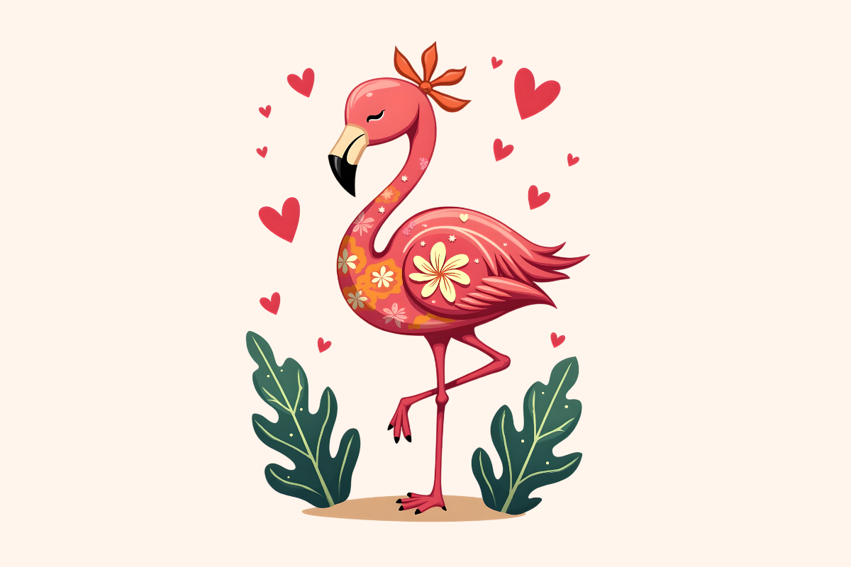 Cute Flamingo Love Clipart