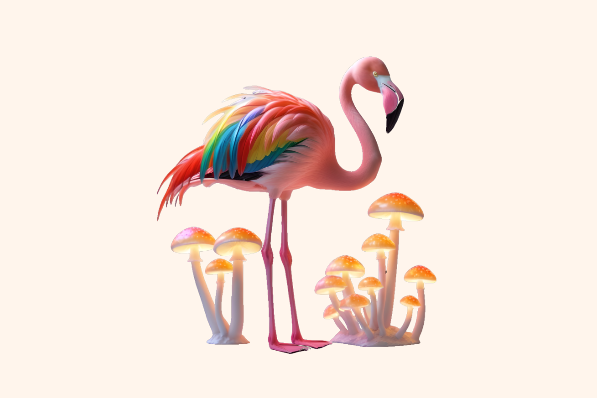 Colorful Flamingo Mushroom Clipart
