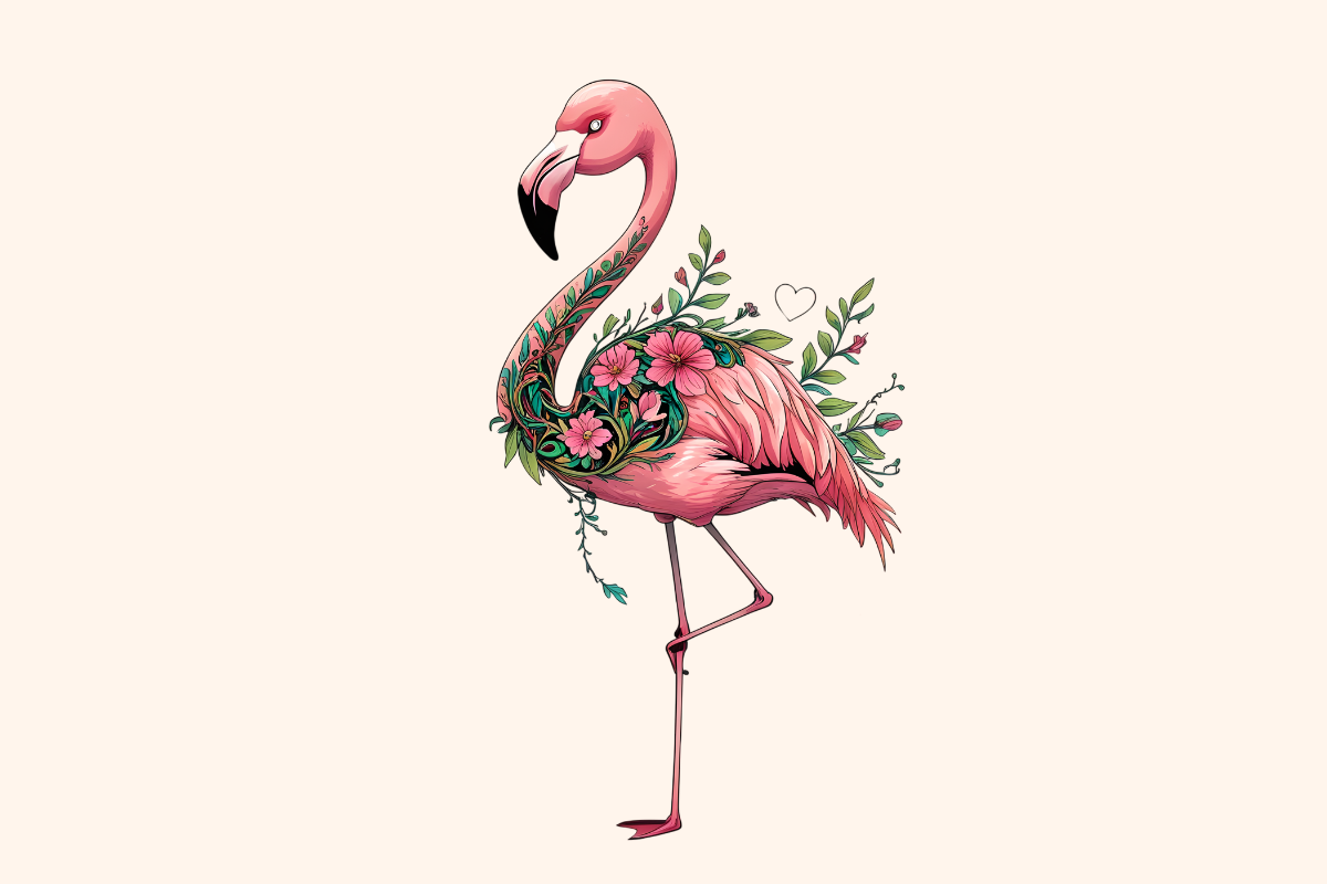 Floral Flamingo Elegant Clipart