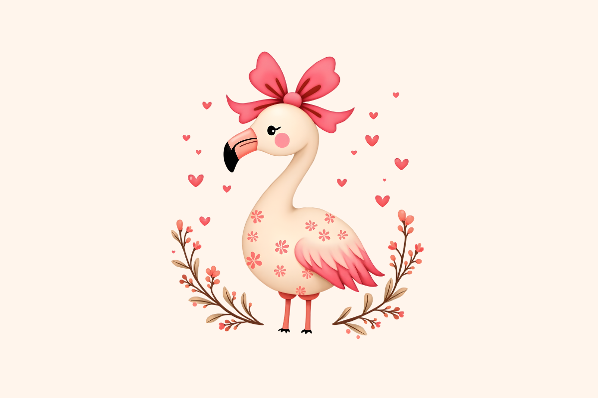 Cute Baby Flamingo Love Clipart