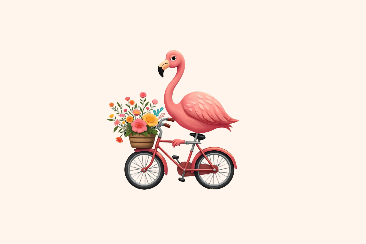 Flamingo Bicycle Floral Clipart