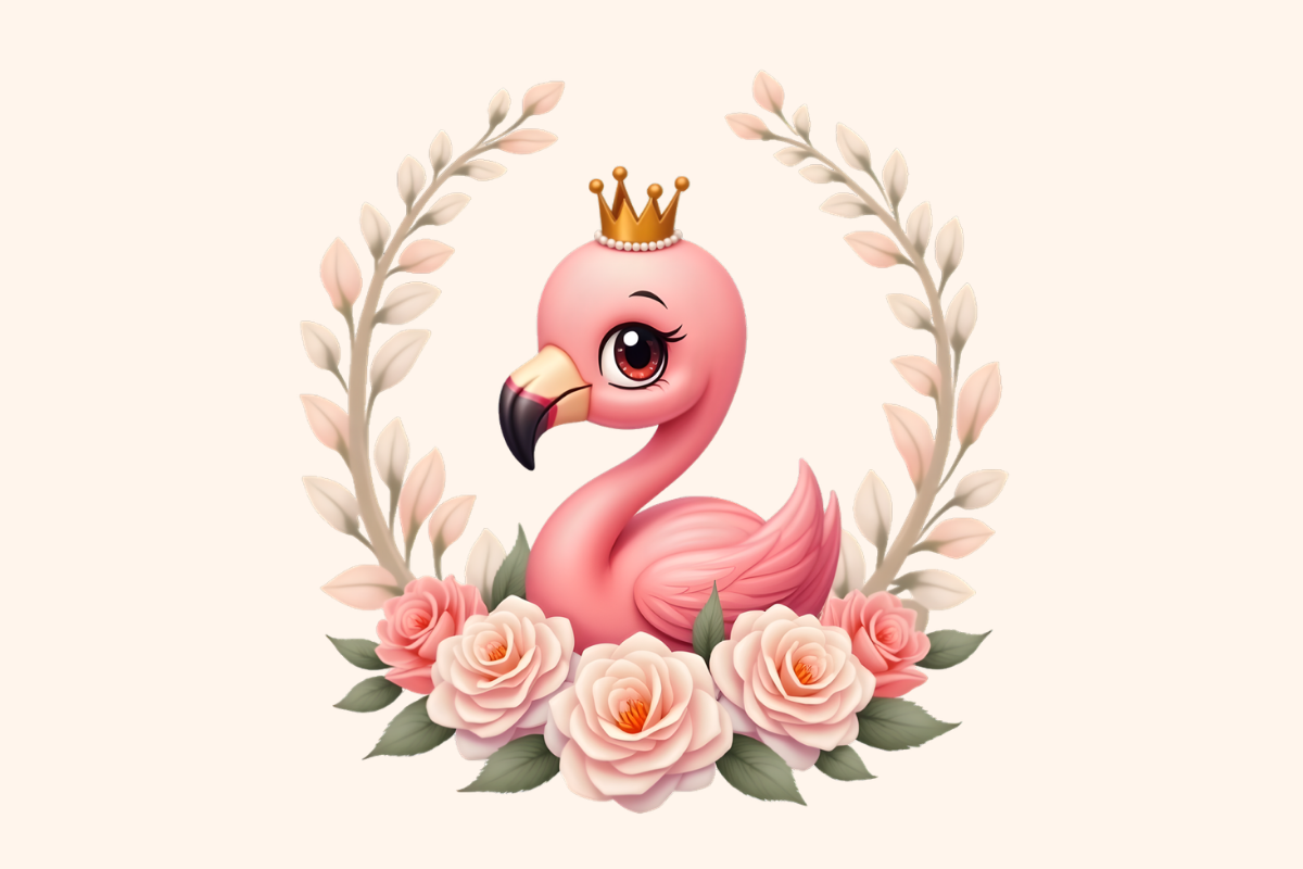 Cute Baby Flamingo Crown Clipart