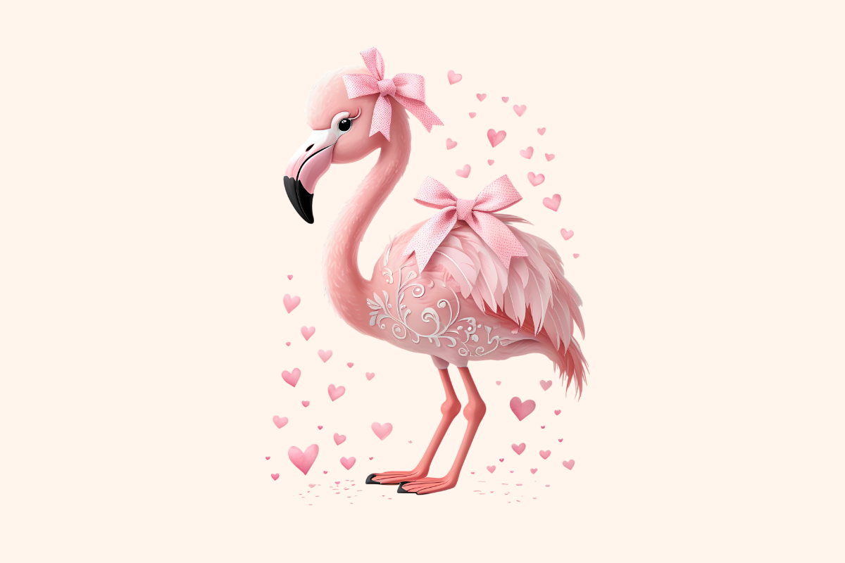 Cute Flamingo Bow Love Clipart