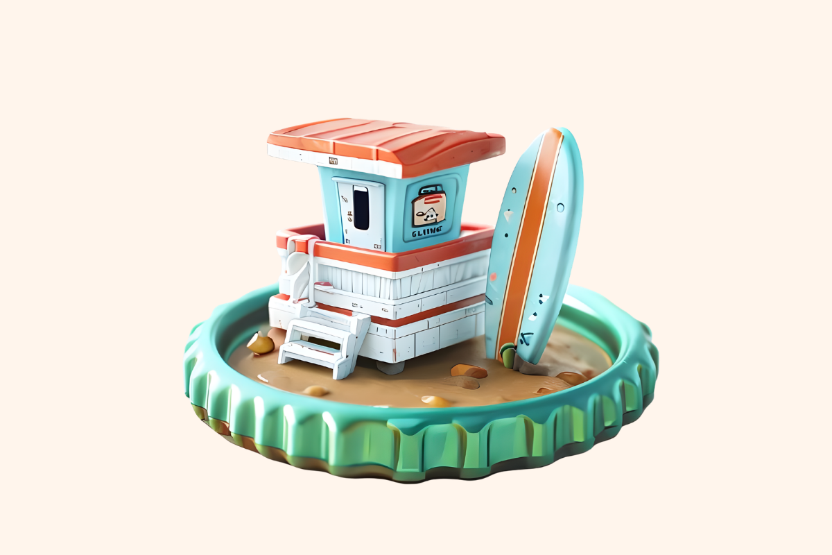 Tiny Beach Scene Bottle Cap