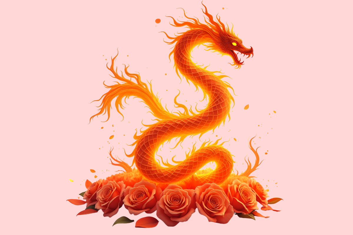 Flower Snacks Fire Dragon Clipart
