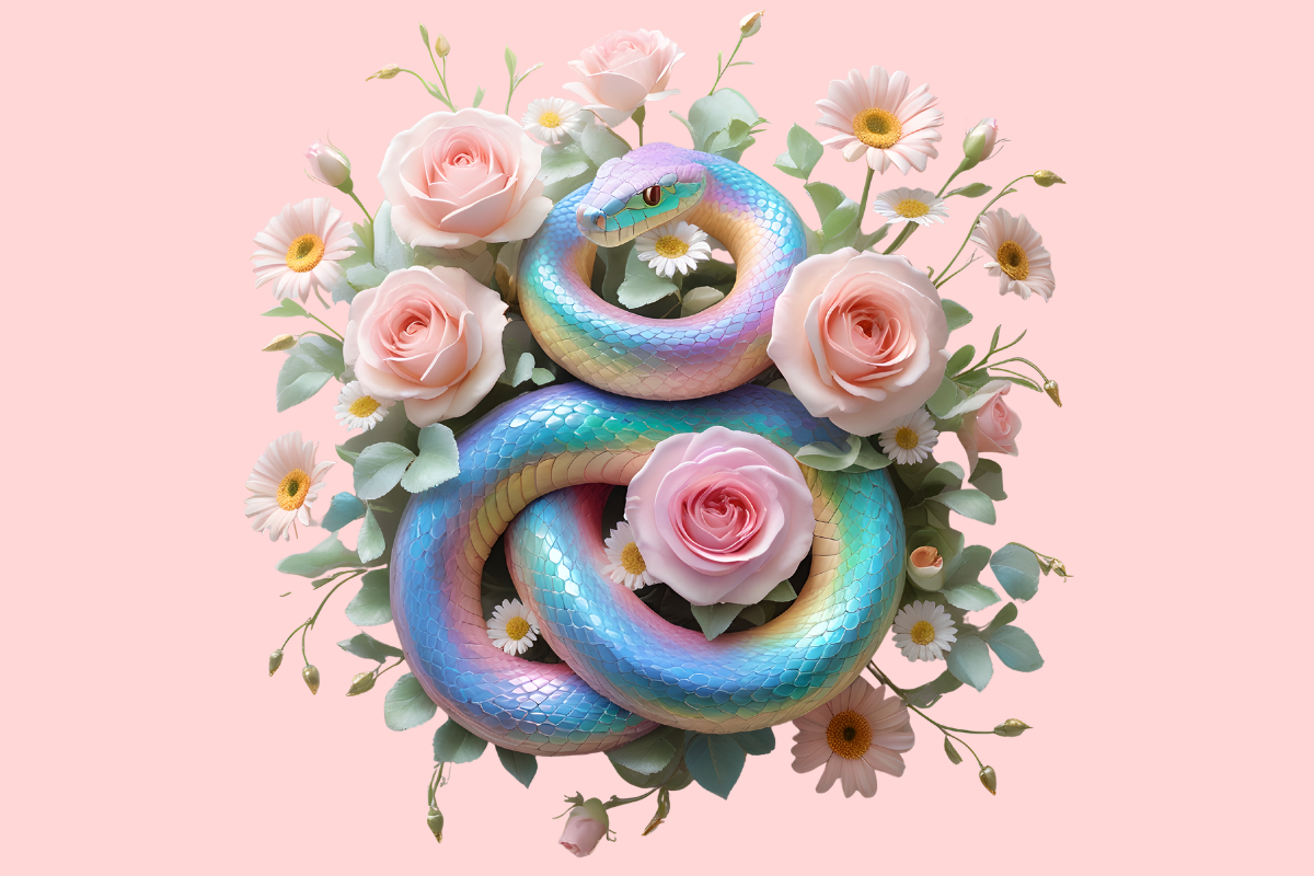 Flower Snacks Rainbow Snake Clipart