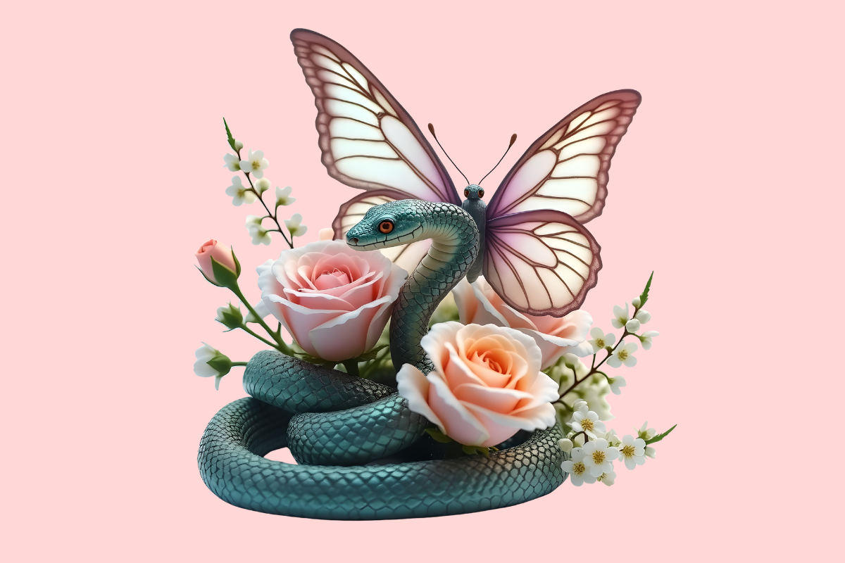 Flower Snacks Butterfly Snake Clipart