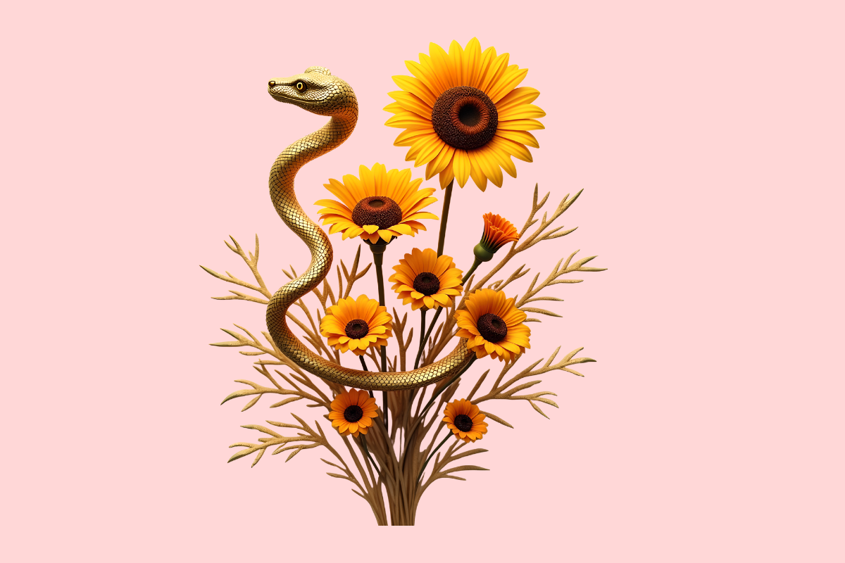 Flower Snacks Sunflower Snake Clipart