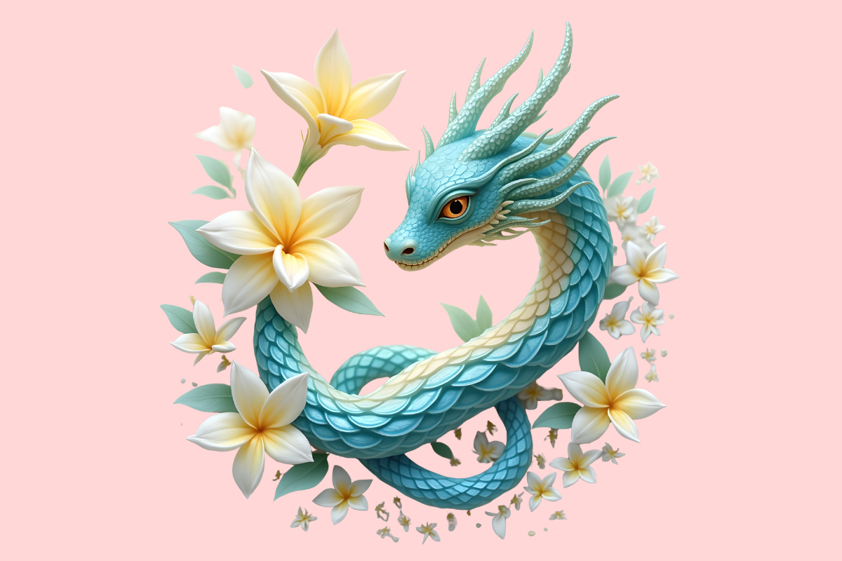 Flower Snacks Dragon Floral Clipart