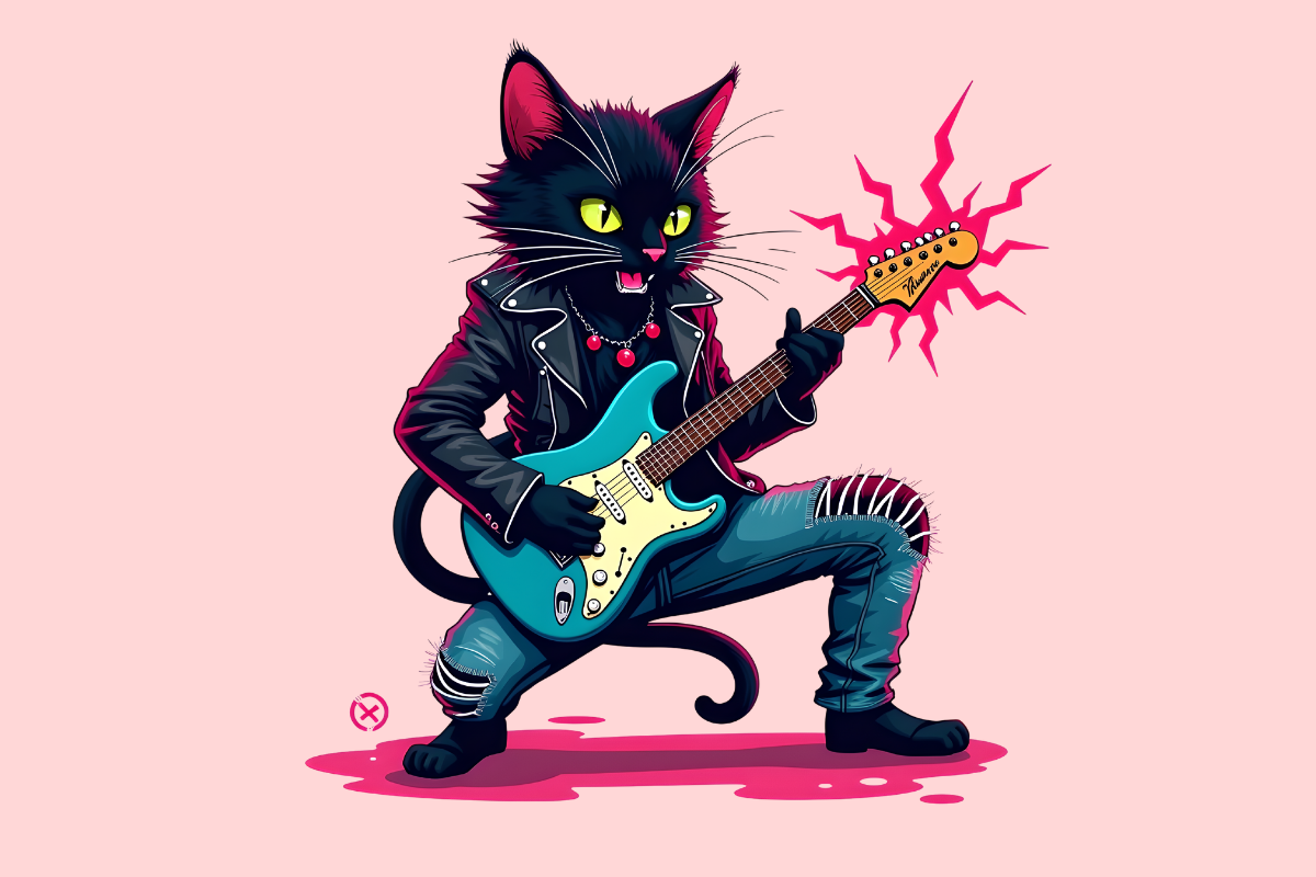 DJ Cat Music Rock Guitar Design