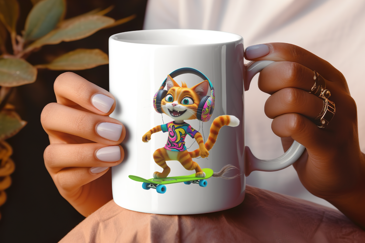 DJ Cat Music Skate Clipart