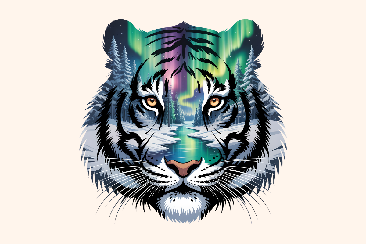 Colorful Aurora Tiger Face Design