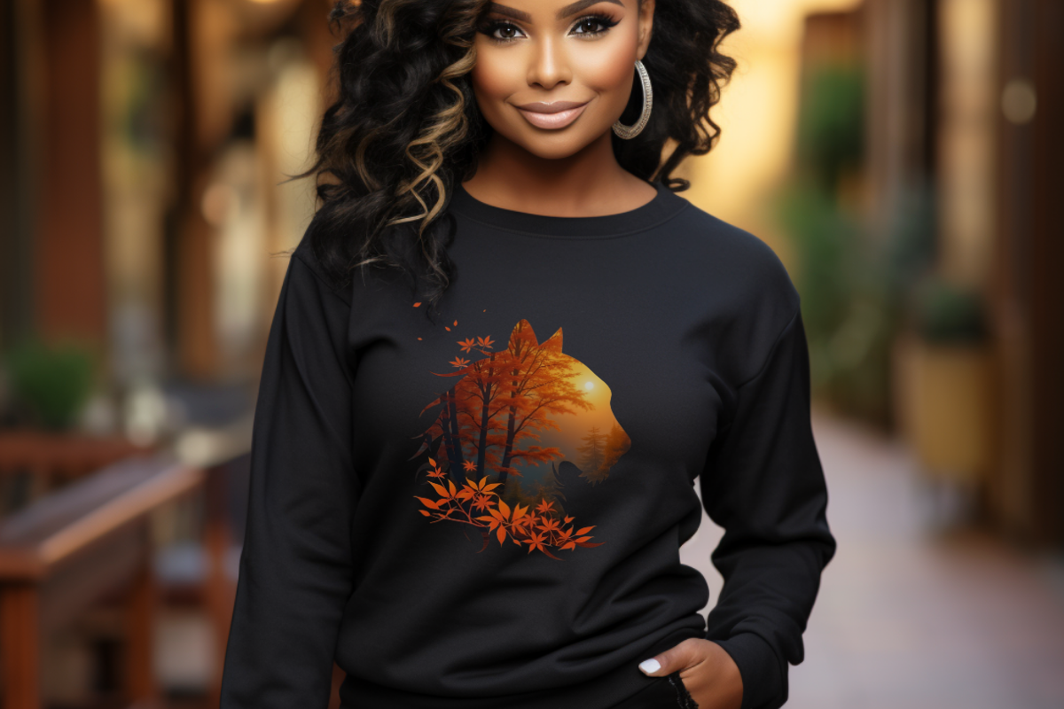 Tiger Head Autumn Forest Sunset Design