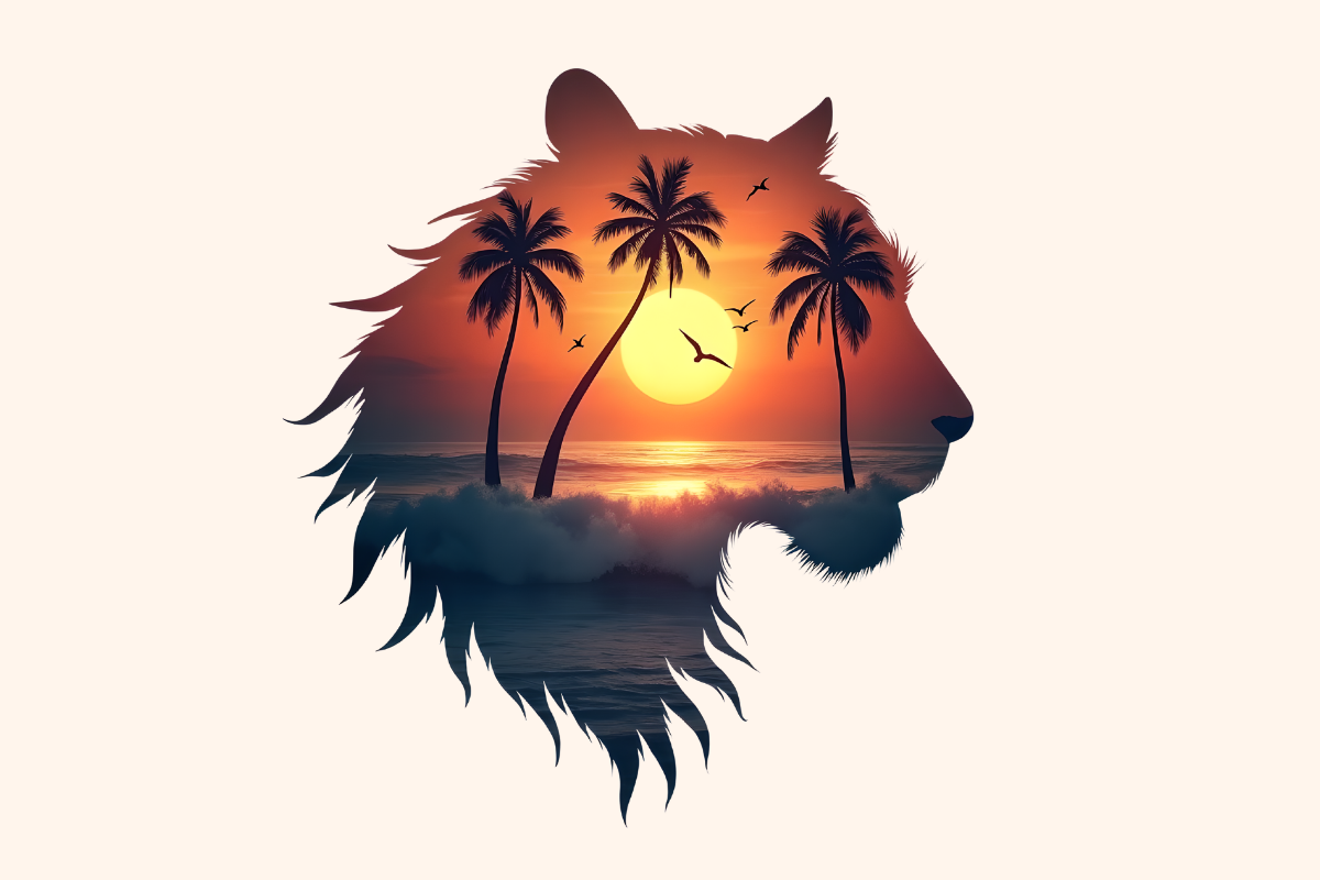 Tiger Head Night Forest Fireflies Design